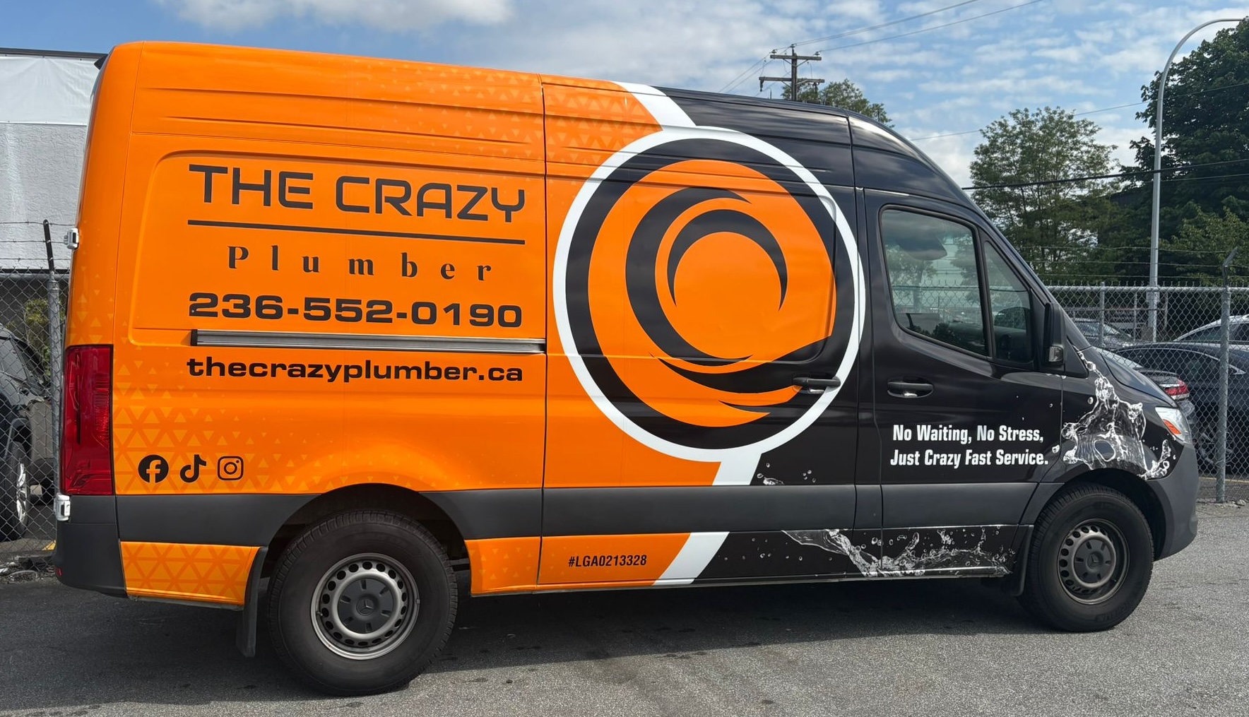 The Crazy Plumber New Service Van 2025 - Look out for us with a brand new orange and black van with a white circle and black logo. Servicing all over Vancouver!